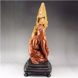 Chinese Shoushan Stone Statue - Hole Patching Nuwa