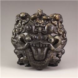 Vintage Chinese Jade Belt Buckle W Fortune Beast