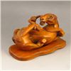 Image 3 : Chinese Boxwood Wood Statue - Monkey & Horse