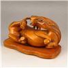 Image 4 : Chinese Boxwood Wood Statue - Monkey & Horse
