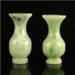 A Pair Natural Jadeite Vases Pendants
