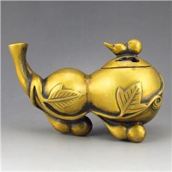 Chinese Brass Gourd Shape Incense Burner