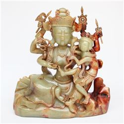 Chinese Qing Dynasty Hetian Jade Statue - Mandkesvara