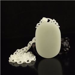 Chinese Natural Hetian Jade Lucky Pendant Carved By One Piece Jade