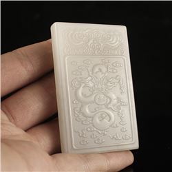 Chinese Hetian Jade Pendant - Fortune Dragon & Phoenix