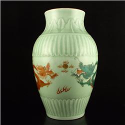 Chinese Gilt Gold Dou Qing Glaze Wu Cai Porcelain Vase