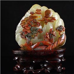 Chinese Natural Jade Statue - Sages & Pine Tree