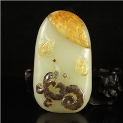 Chinese Hetian Jade Pendant - Fortune Dragon