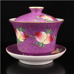 Chinese Gilt Edges Famille Rose Porcelain Teacup