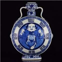 Superb Chinese Blue And White Porcelain Vase w Qian Long Mark