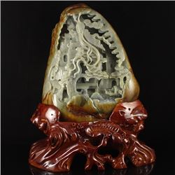 Superb Chinese Natural Hetian Jade Statue - Nuwa Mends The Sky