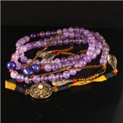 Vintage Chinese Purple Crystal Chaozhu Palace Necklace