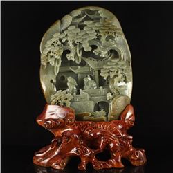 Chinese Hetian Jade Statue - Two Sage