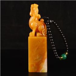 Chinese Shoushan Stone Seal w Fortune Beast