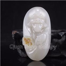 Chinese Hetian Jade Pendant - Buddhism Arhat