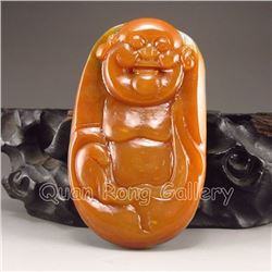 Chinese Natural Jade Pendant - Laughing Buddha