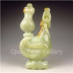 Hand-carved Chinese Natural Jade Pot - Fortune Beast