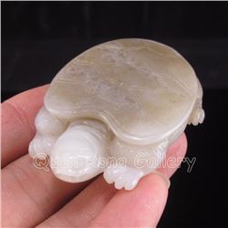 Chinese Hetian Jade Fortune Turtle Statue
