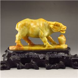 Hand Carved Chinese Shoushan Stone Statue - Ox