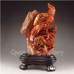 Chinese Shoushan Stone Statue - Eagle & Pine Tree