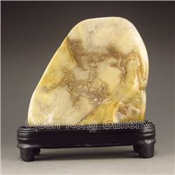 Chinese Shoushan Stone Low Relief Statue w Sages