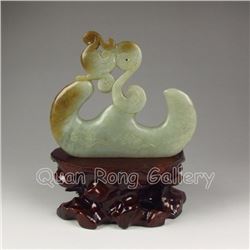 Chinese Hetian Jade Phoenix Brush Pen Shelf