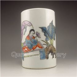 Hand-draw Chinese Wu Cai Porcelain Brush Pot