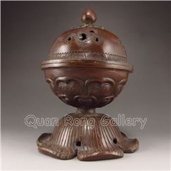 Chinese Bronze Incense Burner & Kid