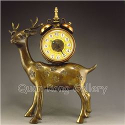 Chinese Brass Plum Flower Deer Machinery Clock