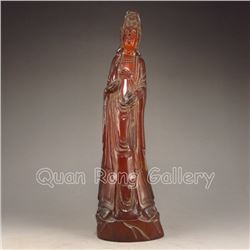 Vintage Chinese Ox Horn Statue - Kwan-yin