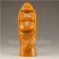 Superb Chinese Boxwood Wood Laughing Buddha Statue