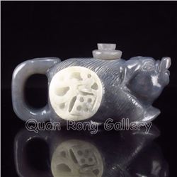 Chinese Hetian Jade Teapot - Fortune Pig