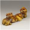 Image 4 : Chinese Natural Jade Statue - Two Fortune Beasts