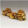 Image 5 : Chinese Natural Jade Statue - Two Fortune Beasts