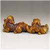 Image 6 : Chinese Natural Jade Statue - Two Fortune Beasts