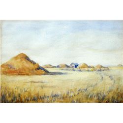 Hayfield; Stooked Oat Sheaves