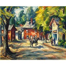 Horse & Rider in Village Street