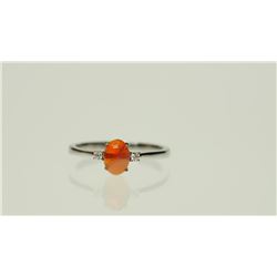 #8-STERLING SILVER  FIRE OPAL RING
