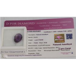 TRP229) NATURAL AMETHYST 4.4CT WITH COA