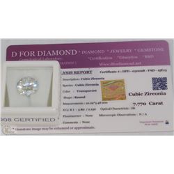TRP234) CUBIC ZIRCONIA 7.77CT WITH COA