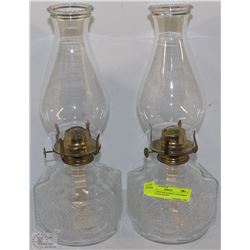 SET OF TWO MATCHING LANTERNS WITH GLASS BASES
