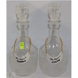 PAIR OF GLASS LIQUOR DECANTERS