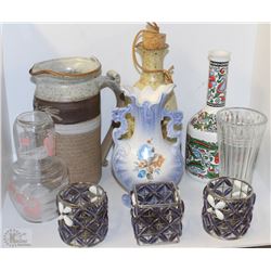 A LOT OF VARIOUS DECORATIVE PIECES INCL VASES,