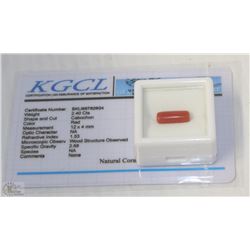 TRP253) NATURAL CORAL 2.4CT WITH COA