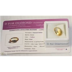 TRP231) NATURAL CITRINE 5.75CT WITH COA