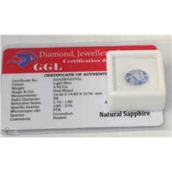 TRP254) NATURAL SAPPHIRE 4.9CT WITH COA HEATED