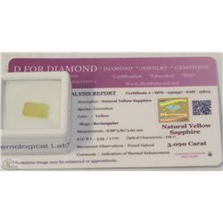 TRP232) NATURAL YELLOW SAPPHIRE 3CT WITH COA