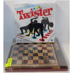 TWO NEW GAMES INCLUDING TWISTER & WOOD CHECKER