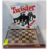 Image 1 : TWO NEW GAMES INCLUDING TWISTER & WOOD CHECKER