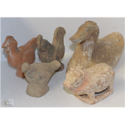VINTAGE TERA COTTA  ANIMAL FIGURINES